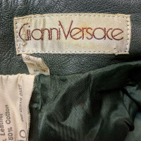 Gianni Versace Paire de Pantalon en Cuir en Vert