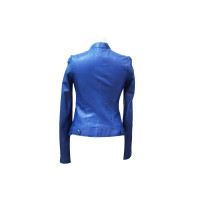 Roberto Cavalli Jacket/Coat Leather in Blue