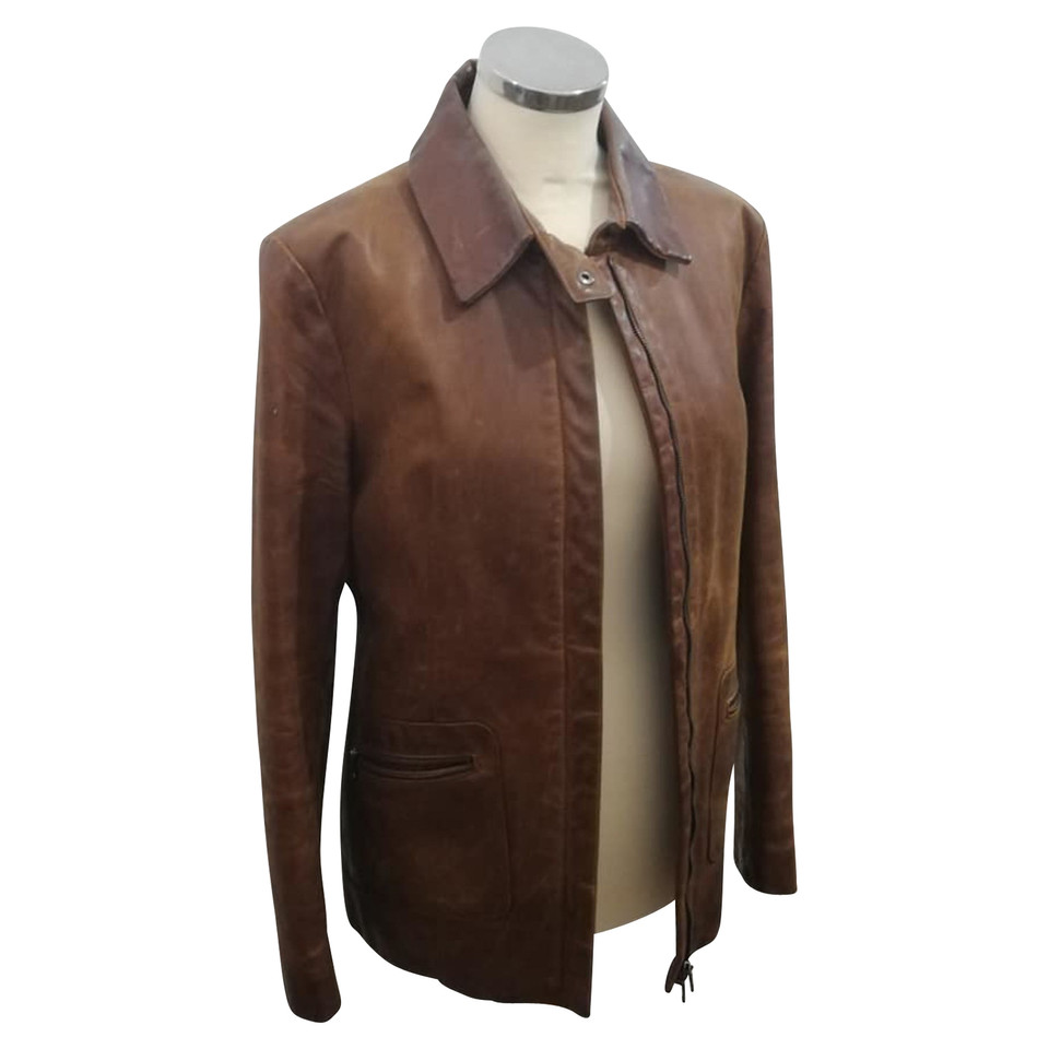 Armani Jeans Jacket/Coat Leather in Brown