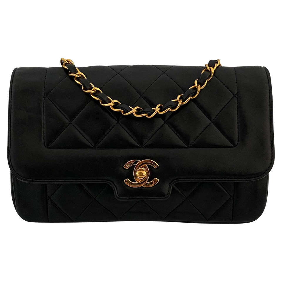 Chanel Diana Leer in Zwart