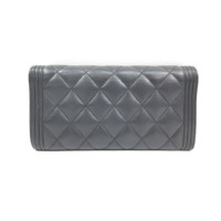 Chanel Boy Long Flap Wallet Leather in Black