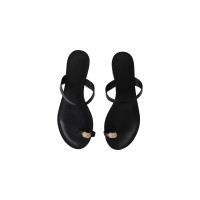 Porte & Paire Sandalen aus Leder in Schwarz