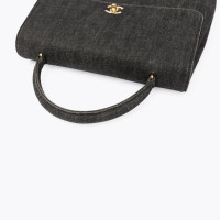 Chanel Top Handle Flap Bag Jeans fabric in Black