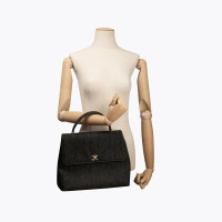 Chanel Top Handle Flap Bag Jeans fabric in Black