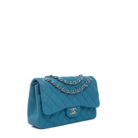 Chanel Classic Flap Bag aus Leder in Türkis