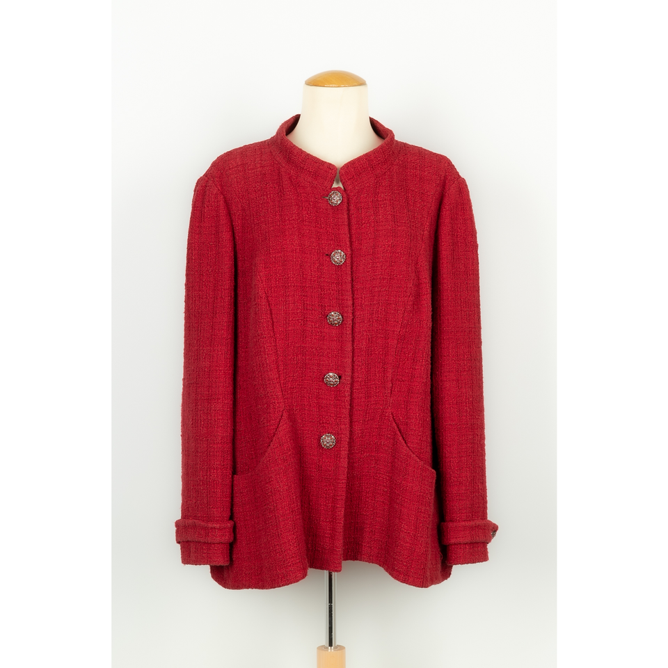 Chanel Jacke/Mantel aus Baumwolle in Rot