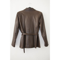 Yves Saint Laurent Jacket/Coat Leather in Brown