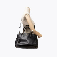 Prada Saffiano Soft Double Strap Tote Leather in Black