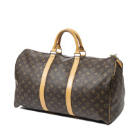 Louis Vuitton Keepall 50 in Tela in Marrone