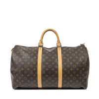 Louis Vuitton Keepall 50 in Tela in Marrone