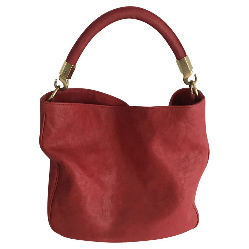 Yves Saint Laurent Shopper en Cuir en Rouge