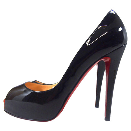 Christian Louboutin Sandali in Pelle verniciata in Nero