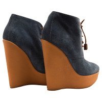 Dsquared2 Blue suede lace-up wedge ankle boots