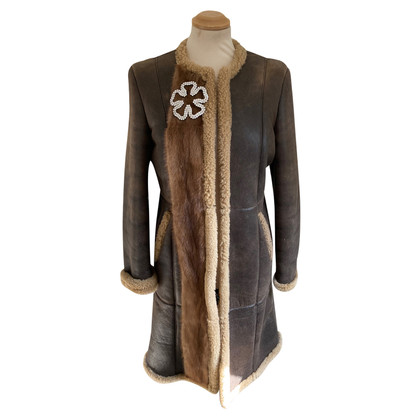 Philipp Plein Jacket/Coat Leather in Brown