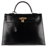 Hermès Kelly Bag 35 aus Leder in Schwarz