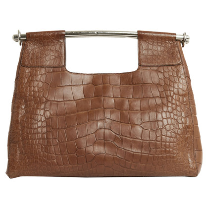 Prada Metall Top Handle Bar Bag Leather in Brown
