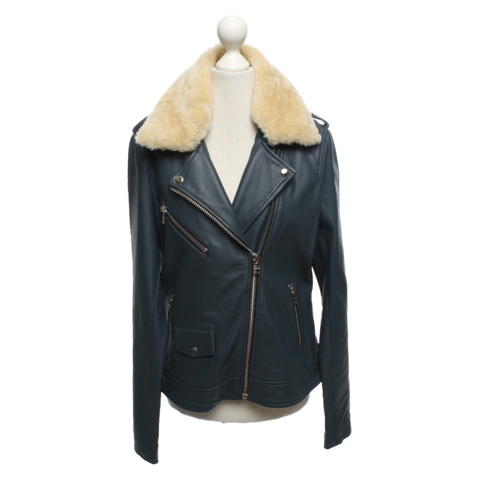 Goosecraft Jacke/Mantel aus Leder in Blau