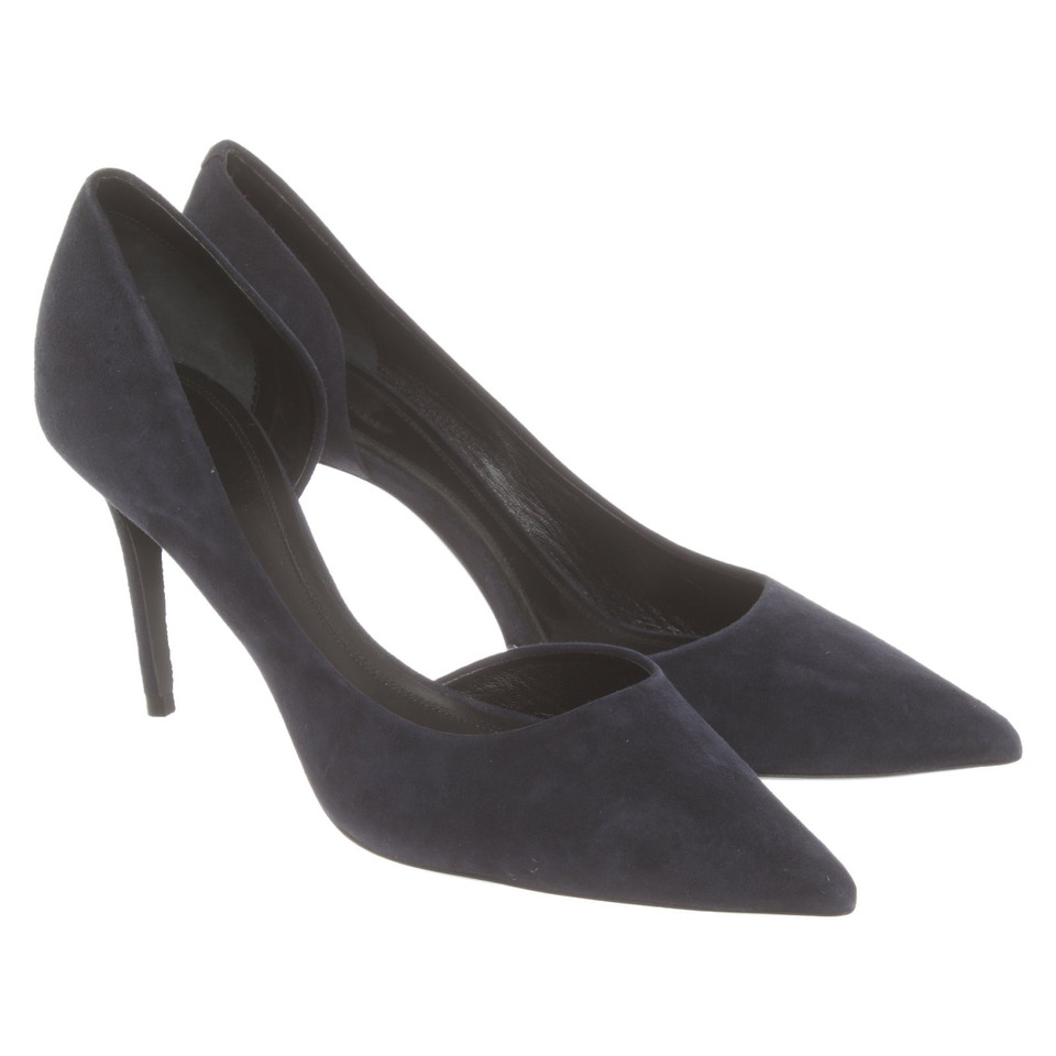 Céline Pumps/Peeptoes aus Wildleder in Blau