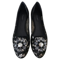 Dolce & Gabbana Slippers/Ballerina's Leer in Zwart