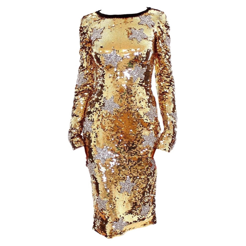 Dolce & Gabbana Robe à paillettes or