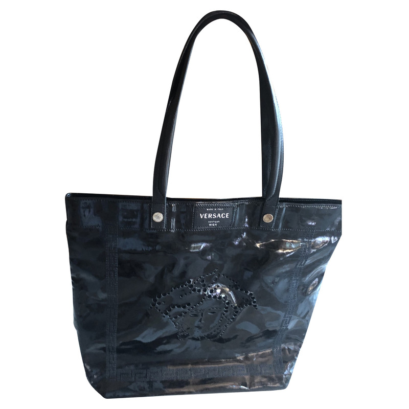 Versace Shopper Patent leather in Black 