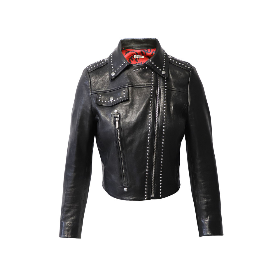 Miu Miu Jacket/Coat Leather in Black