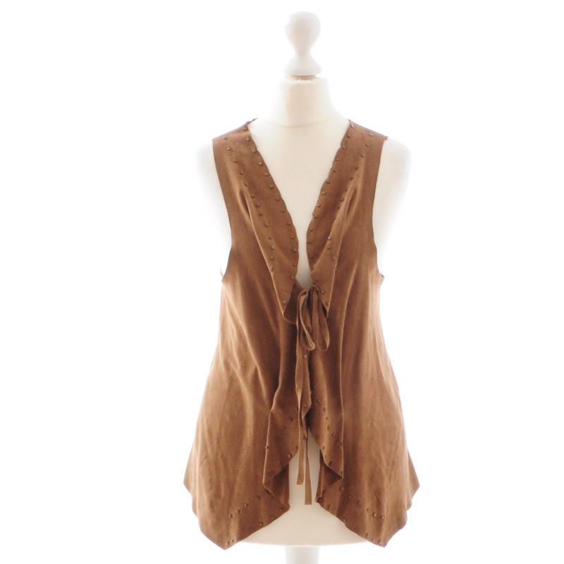 Sandro Brown leather vest with rivets