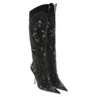 Gianmarco Lorenzi Velvet boots with applications