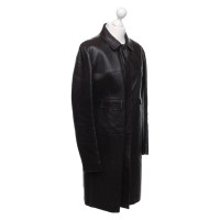 Jil Sander Leather coat in dark brown