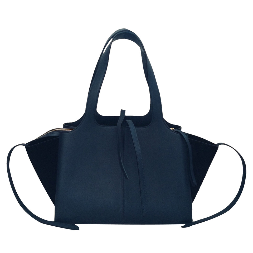 Céline Tri Fold Shoulder Bag Leather in Blue