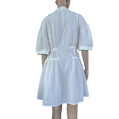 Fallwinterspringsummer Kleid aus Baumwolle in Weiß