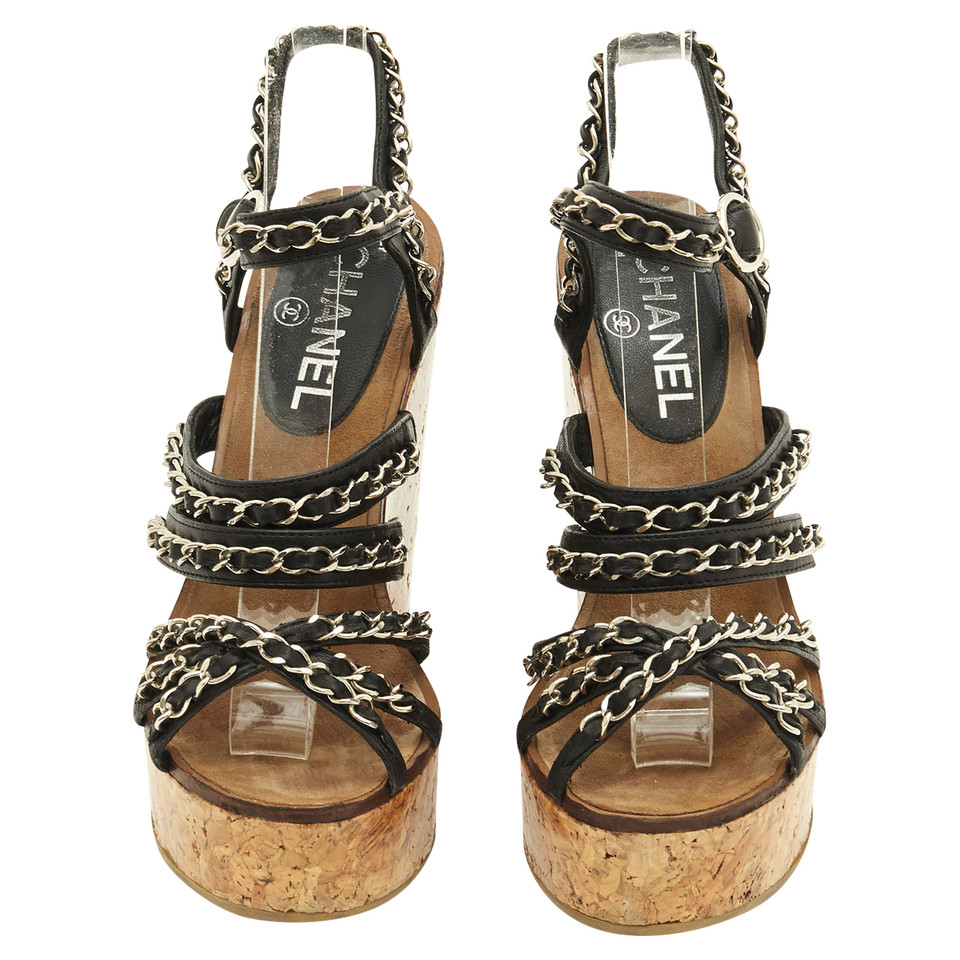 Chanel Sandalen Leer in Zwart