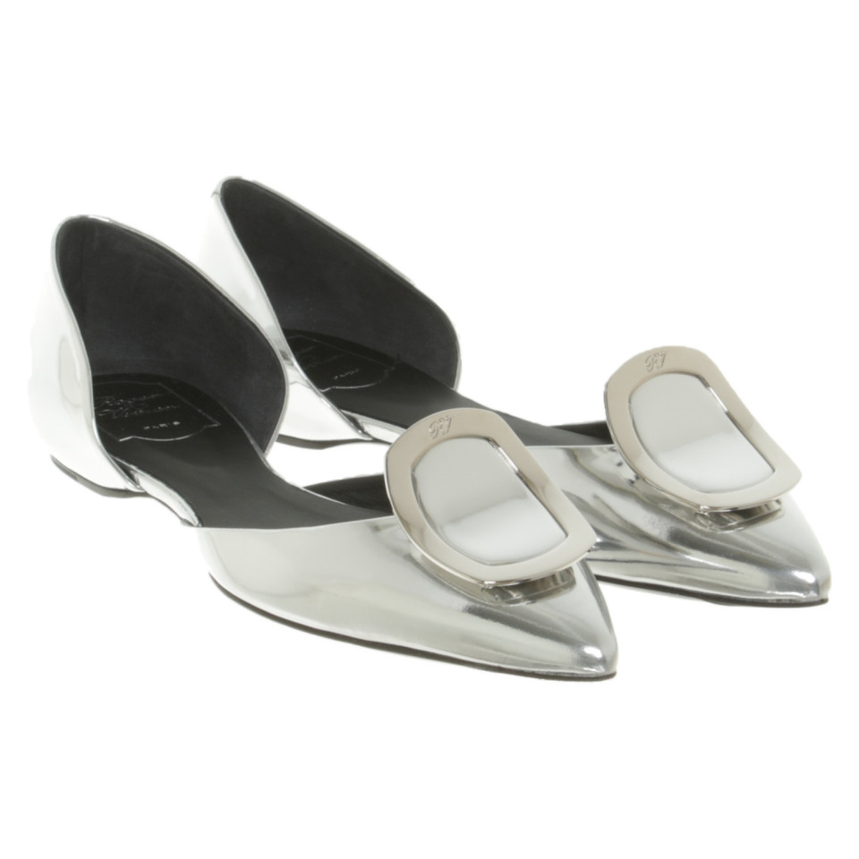 Roger Vivier Slippers/Ballerinas Leather in Silvery