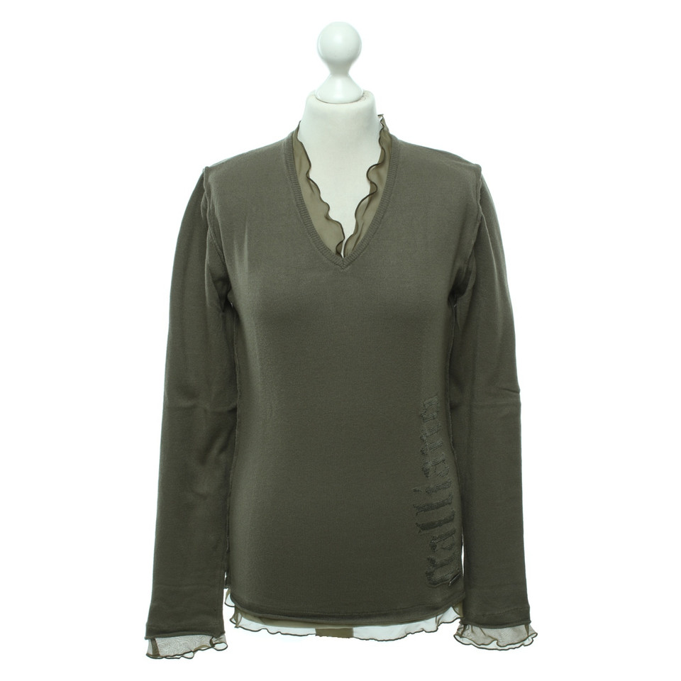 John Galliano Pull en vert olive