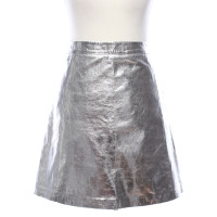 Set Silver-colored leather skirt
