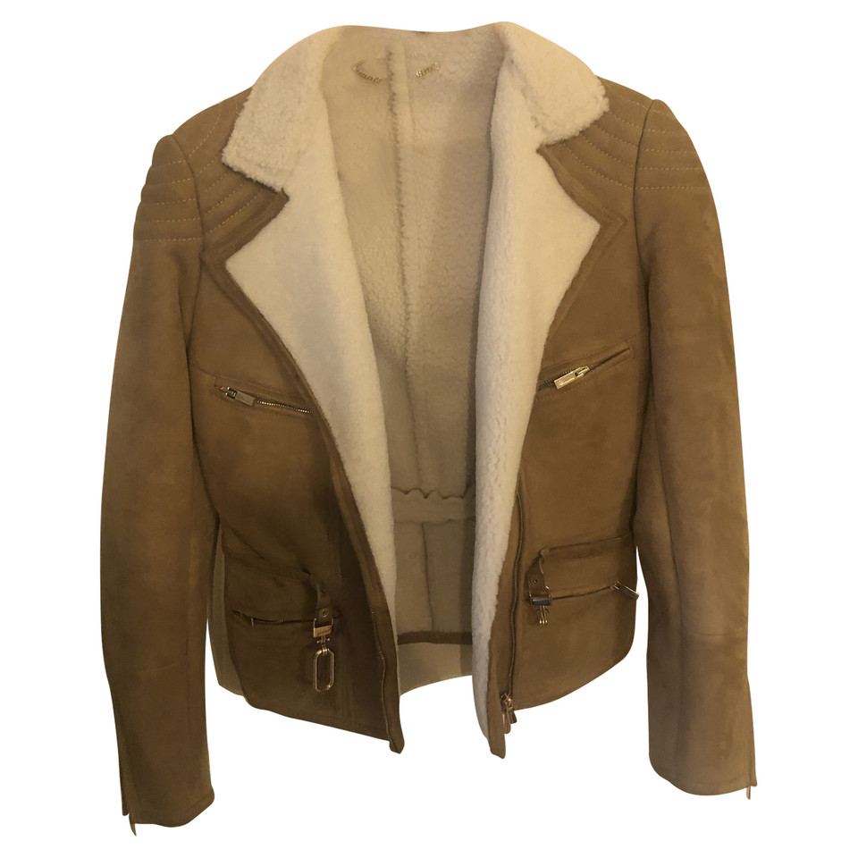 Blumarine Jacke/Mantel aus Wildleder in Beige