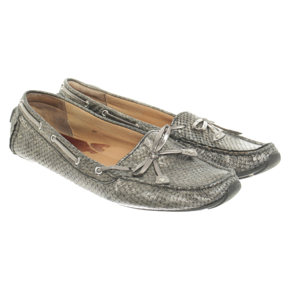 Clarks Slipper/Ballerinas aus Leder in Silbern