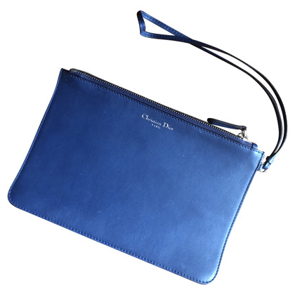 Christian Dior Clutch Bag Leather in Blue