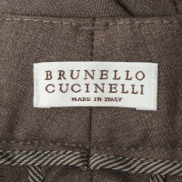 Brunello Cucinelli Pantaloni di lana grigio-marrone