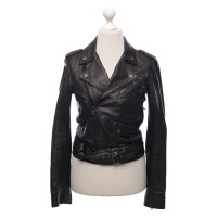 John Galliano Jacke/Mantel aus Leder in Schwarz