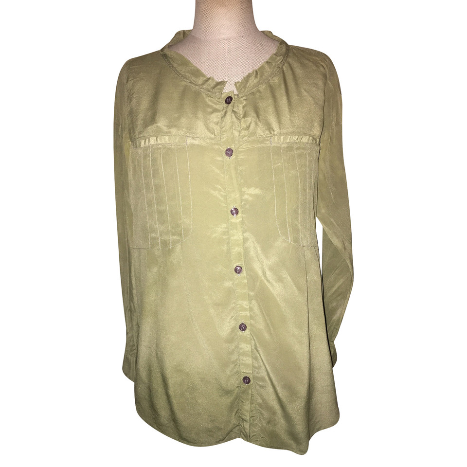 Antik Batik Top en Soie en Olive