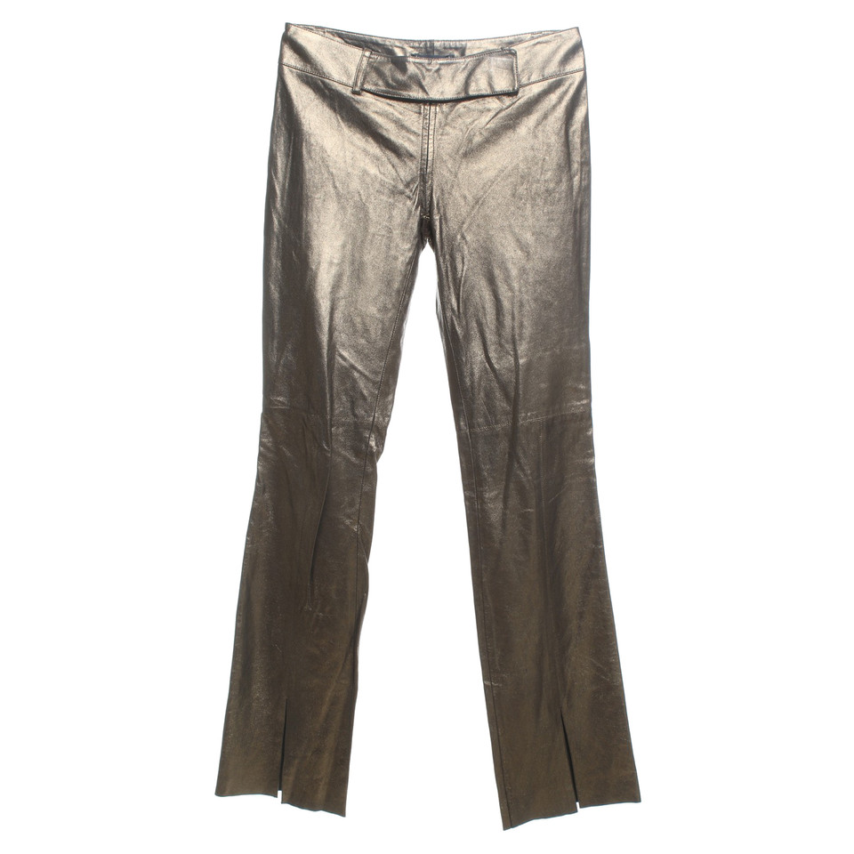 Plein Sud Shiny leather pants in olive