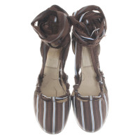 Lanvin Striped pumps with lacing