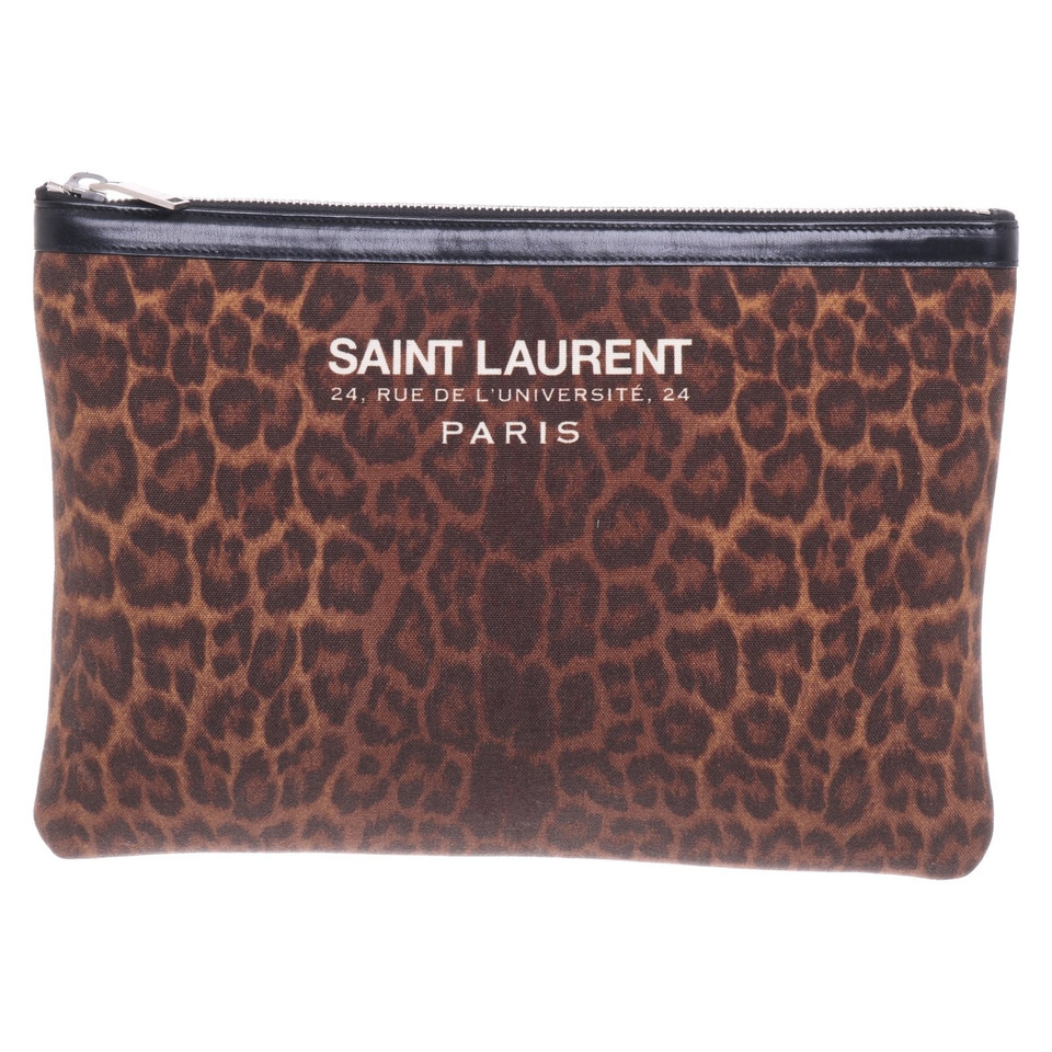 Saint Laurent clutch con stampa animalier