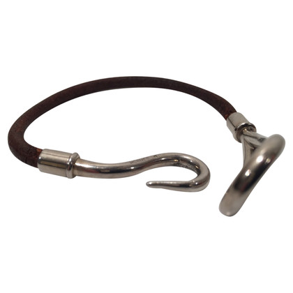 Hermès Jumbo Hook Armband Leer in Bruin
