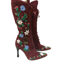 Dolce & Gabbana Stiefel aus Wildleder in Bordeaux