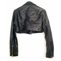 Moschino Jacke/Mantel aus Leder in Schwarz