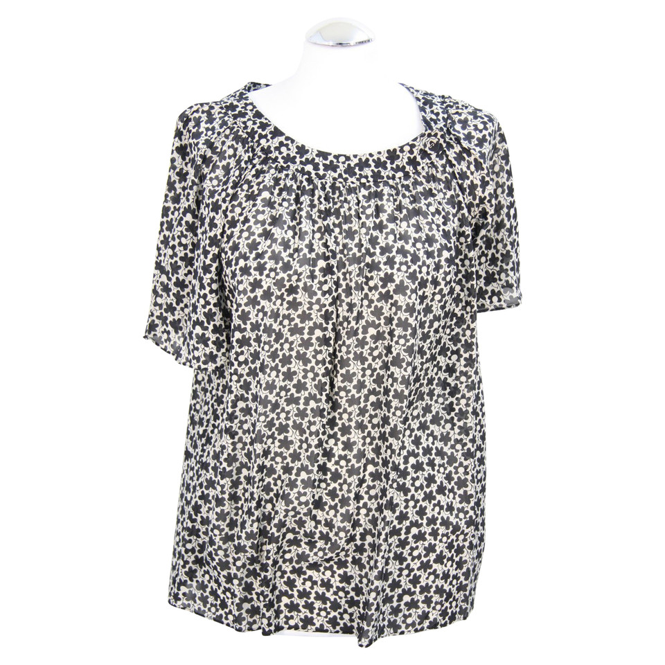 Whistles Top en soie noir et blanc