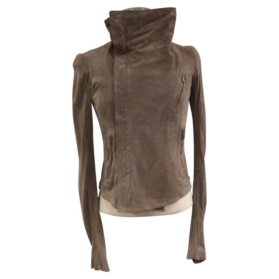 Rick Owens Jacke/Mantel aus Leder in Taupe