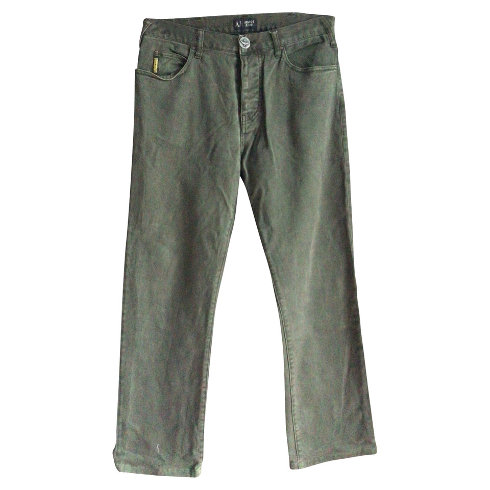 Armani Jeans Paire de Pantalon en Coton en Kaki